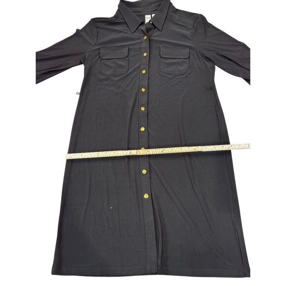 Emma & Michele Womens Black Button-Down Midi Shirt Dress M - Picture 10 of 11